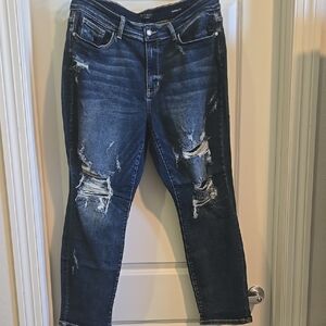 Distressed Blue Jeans
